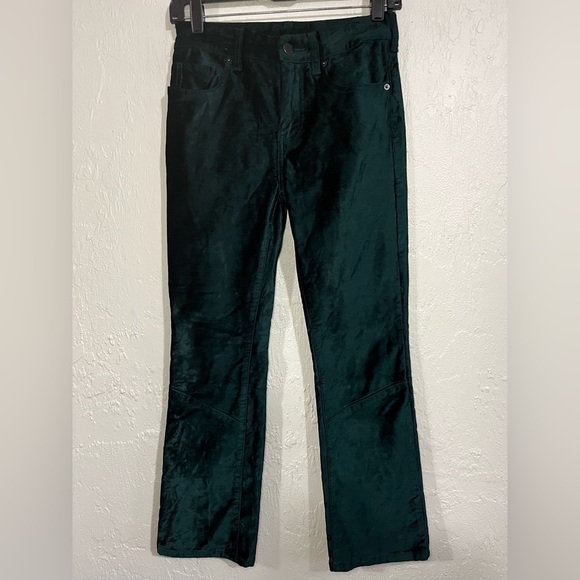 Free People Emerald Green Velvet Pants Size 25 - Picture 3 of 10
